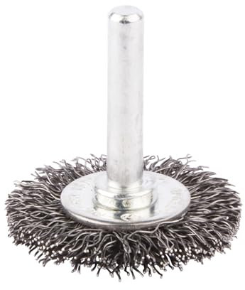 Makita D-39958 Rundbürste Ø 38 mm, gewellt, verzinkter Stahldraht, 6 mm Rundschaftaufnahme, Drahtbürste zum Entrosten, Entzundern, Aufrauen und Reinigen von Stahl
