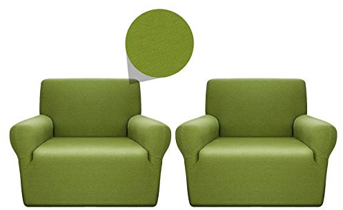 Linea oro Coppia Copripoltrona elasticizzato - Verde - 1 Posto - adattabile ad ogni tipo di poltrona - salvapoltrona gatto cane - lavabile - copri proteggi