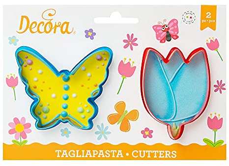Decora 0255075 Set 2 Tagliapasta Farfalla E Fiore, In Plastica, Il Kit Ideale per Creare Decorazioni in Pasta di Zucchero o di Gomma, Made in Italy, Design originale. Confezione da 2 pezzi.