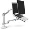 ThingyClub® Adjustable Aluminium Universal Laptop & Monitor Desk Mount Monitor Arm Stand Bracket with Tilt and Swivel (Tilt ±45°|Swivel 180°|Rotate 360°) (Laptop & Monitor, Silver)