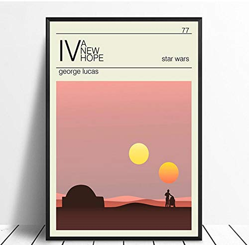 Terilizi Ein Neues Hoffnungsplakat Star Wars Trilogie Minimalistischer Vintage Filmplakat Wohnkultur Wanddekoration Wandkunst Leinwandmalerei Leinwanddruck-50X75Cm Kein Rahmen