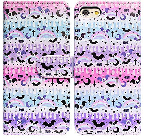 Bcov iPhone SE 2022 Case,iPhone SE 3rd gen Case,iPhone SE 2020 Case, Bat Moon Style Leather Flip Phone Case Wallet Cover with Card Slot Holder Kickstand For 4.7 iPhone SE 2020/iPhone 8/iPhone 7