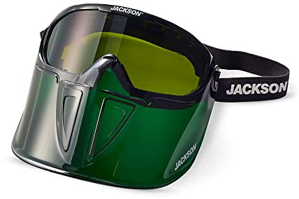 Jackson Safety GPL530 Premium Safety Goggles with detachable Faceshield, Green, Shade 3 IR protective Lens, anti-fog EN 166 CE Certified 21001