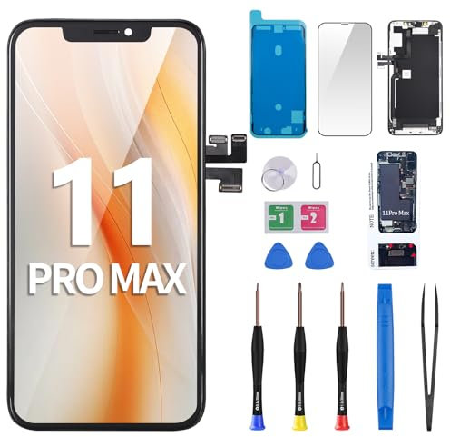 DGSCSMY Ersatzdisplay für iPhone 11 Pro Max, mit Ohrlautsprecher, Ohrmuschel, Touch, 3D-LCD-Display, Digitizer, Näherungs- und Umgebungslichtsensor, Frontglas-Reparaturwerkzeug-Set A2161, A2220, A2218