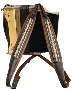 Steirische Harmonika Harmonikariemen Extravagant Brown-Vintage, 102-116 x 7 cm