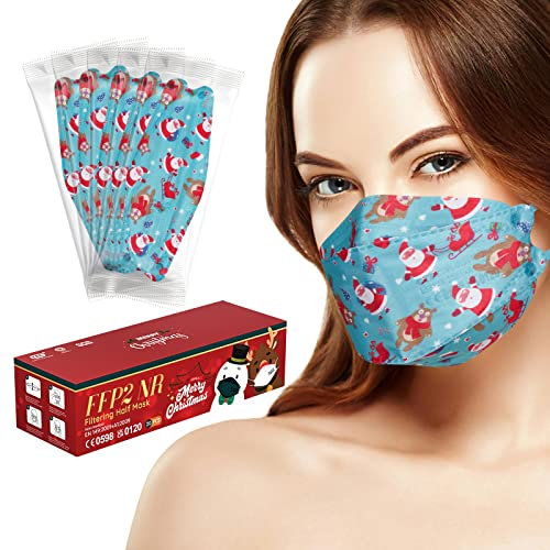 ctc connexions FFP2-Masken Weihnachtsgrün 20 Stück Einweg-Schutzmasken CE0598-Zertifizierte Filtrationsrate ≥ 94% Einzeln Verpackt…