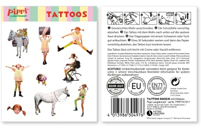 DH-Konzept Pippi Langstrumpf Tattoos als Mitgebsel 1 Bogen - Kindertattoos