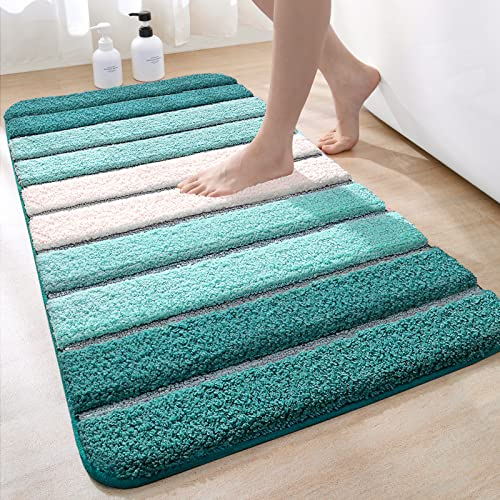 DEXI Badezimmerteppich rutschfest Badematte 60 x 110 cm,Badteppich Saugfähig Weich Maschinenwaschbar für Badezimmer,Grün