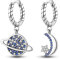 NARMO 925 Sterling Silber Dangle Drop Ohrringe für Frauen - Erde, Star & Moon Design mit Cubic Zirkonia - Hypoallergene Hoop Ohrringe