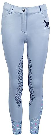 HKM Bria Rodillera Silicona Pantalones de Montar para niños Azul Humo 11/13 años