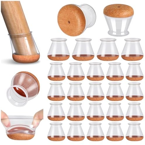 PISAO 24 Pcs Chair Leg Floor Protectors Caps Cover Pad for Hardwood Floors