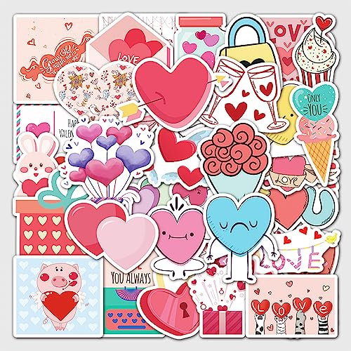 100 St. Niedliche Aufkleber Liebe Aufkleber Abziehbilder, Valentinstag Aufkleber Herz Aufkleber Kawaii Aufkleber für Trinkflasche, Skateboard, Laptop, Handy, Koffer