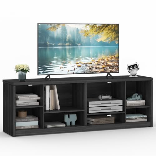VASAGLE TV Stand for TVs up to 75 Inches, TV Cabinet with Storage Shelves, TV Console Table, Easy to Assemble, for Living Room, Bedroom, Study, Ash Black ULTV112B01