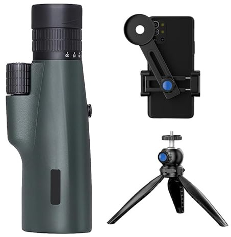 Winnes Teleskop, 10-30X50 Monokular Fernrohr mit BAK4 Prisma und FMC Objektiv,Fernrohr Kinder mit Smartphone Adapter für Sternenbeobachtung und Vogelbeobachtung, Wandern, Ballspiele, (Militärgrün)