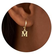 TINGN Creolen Ohrringe für Mädchen - Buchstaben Ohrringes Kinder Gold Ohrringes für Kinder Mädchen Geschenke Creolen Gold Klein Buchstaben M Ohrringe Teenager Geschenk