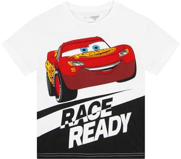 Disney Cars Shirt | Tee Shirt Cars Flash Mcqueen Tee Shirt Enfant Garcon | Produits Dérivés Officiels De Cars | Blanc 5-6 Ans