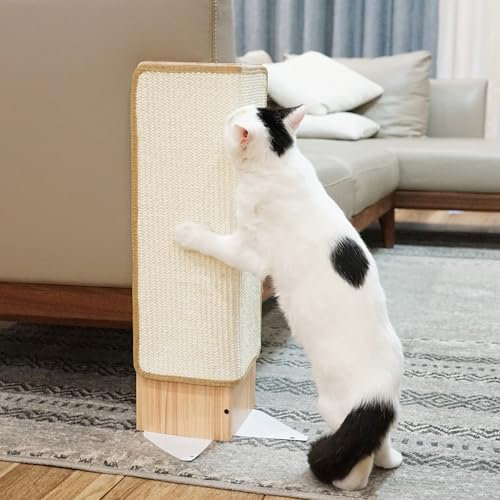 PETKARAY Rascador para Gatos, Poste Rascador de Esquina de Sisal, Almohadilla Rascadora para Gatos de Interior, Protector de Muebles Rascador de Pared con Hierba Gatera (Pequeño)