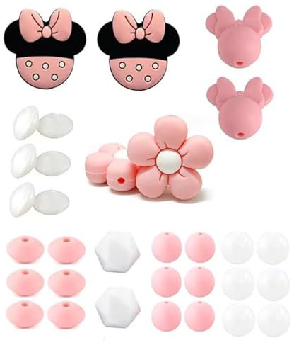 Lot de 32 perles silicone alimentaires style souris