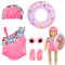 Set de Maillot de Bain pour Poupée, Vêtements de Poupee D'été, Set de Bain Poupées avec Bouée de Natation Lunettes de Soleil Sandales pour Poupee de 18 Pouces Accessoires d'eau D'été (Rose)
