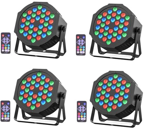 DayFlicker 4PCS RGB LED Par Scheinwerfer, 36 LED Strahler Discolicht mit Fernbedienung und Sound-Aktivierung, Disco Licht Partylicht für DJ Hochzeit Konzert Club Bar Hochzeiten Geburtstagsfeiern