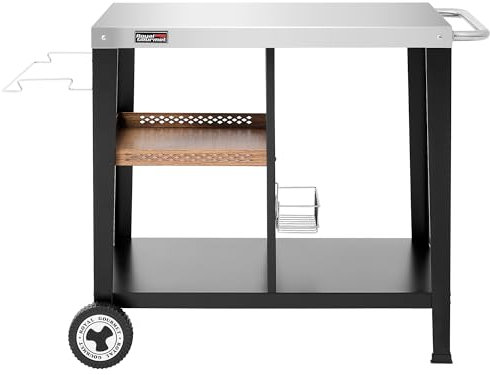 Royal Gourmet Desserte Extérieure pour Plancha, Chariot pour Barbecue avec Dessus de Table en Acier Inoxydable 85 x 50 cm, Style Vintage Industriel, Convient pour Cuisine et Jardin