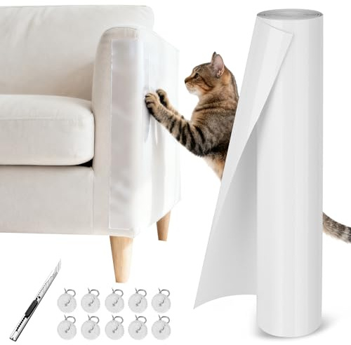 Kratzfolie Katze Selbstklebend, Kratzschutz Sofa Katze Transparent 30cm x 5m, Kratzschutz Wand, Kratzschutzfolie, Tape für Möbel Couch Sofa Wand Tür Schutz