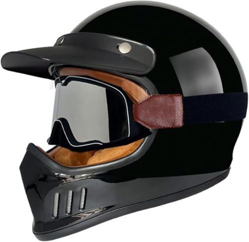 Caimcie Motorradhelm, Integralhelm, Klapphelm, ECE/DOT-zertifizierter Helm, Integral-Scooterhelm mit Abnehmbarer Brille, Motocrosshelm, Scooter-Motorradhelm für Damen und Herren B,XXL=63-64cm