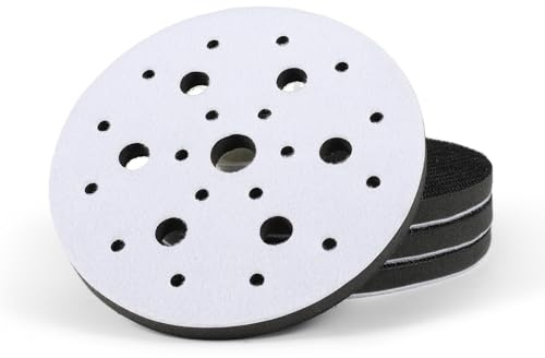 4 Pack Interface Pads, 6 inch 25 Holes Hook & Loop Soft Sponge Cushion Buffer Backing Pad, polishing pad for Automotive Woodworking Polishing