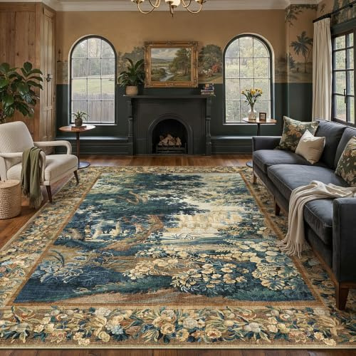 HUGEAR Vintage Bunt Teppich Wohnzimmer 300x400cm Waschbarer | Wohnzimmerteppich Retro Waschbar Rutschfest Groß Tepich,Schlafzimmer Carpet,Esszimmer Büro Kurzflor Teppiche