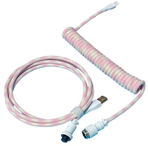 Générique Câble de Clavier de Jeu d ' Ordinateur, câble d ' Aviation enroulé pour claviers mécaniques, Technologie de Prise d ' Aviation Amovible TypeC USB-a