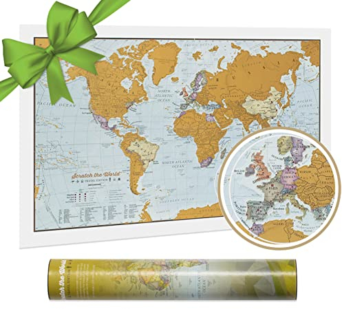 Weltkarte zum Rubbeln Poster - Kratze Orte ab, an die du Reist! - Reisegröße 42 cm (B) x 29,7 cm (H) - Kartografische Details - Maps International - Über 50 Jahre in der Kartenherstellung