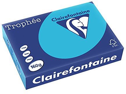 Clairefontaine 1052C - Ries Druckerpapier / Kopierpapier Trophee, intensive Farben, DIN A4, 160g, 250 Blatt, Royalblau, 1 Ries