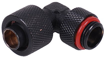 13/10mm (10x1,5mm) Anschraubtülle 90°; drehbar G1/4 - gerändelt - black matt