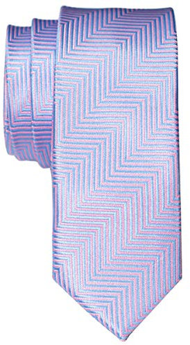 Retreez Cravate Fine Slim À rayures en épi Tissée en Microfibres de Bleu clair et Rose