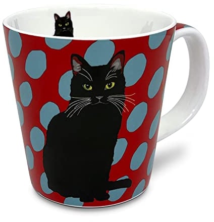 Leslie Gerry Bone China Mug, Black Cat