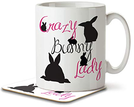 Crazy Bunny Lady - Mug and Coaster by Inky Penguin