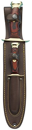 MUELA BW-22P Coral Pakkawood - Juego de cuchillos de caza con funda de cuero, acero inoxidable, latón