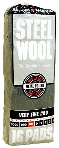 Homax 033873161028 Steel Wool, 16 pad, Very Fine Grade #00, Rhodes American, Metal Polishing