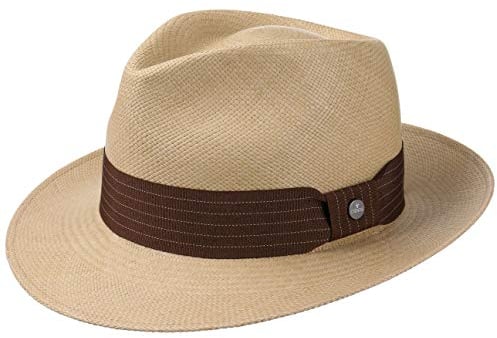 LIERYS Brown Rockfall Panamahut Handmade in Ecuador Herren Strandhut mit breiter Krempe Bogarthut Frühjahr Sommer beige-braun M (57-58 cm)