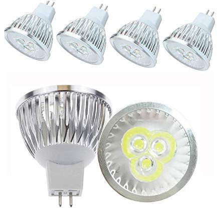 Lxcom Lighting 3W MR16 LED Light Bulb G5.3 LED Spotlight Bulbs 20W Halogen Equivalent Daylight White 6000K MR16 GU5.3 Base for Recessed Landscape Track Lighting,AC12V(4 Pack)