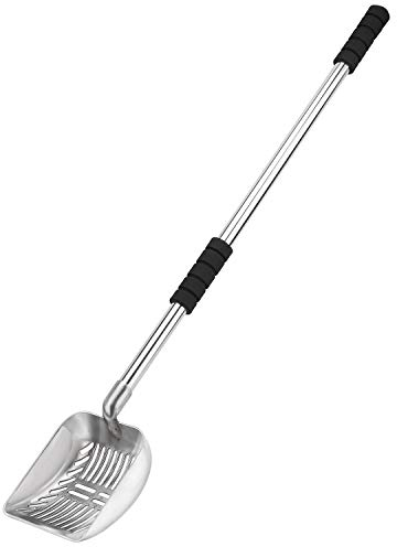 Yangbaga Pelle à Litière pour Chat Longueur Ajustable,Pelle Litière en Acier Inoxydable, Robuste et Pratique