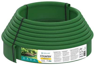 VODALAND - Bordura para Jardín en Plástico Verde - Rollo de 10 Metros, Altura 110mm | Borduras Duraderas para Delimitar y Embellecer Jardines | Borduras de Jardin y Espacios Exteriores