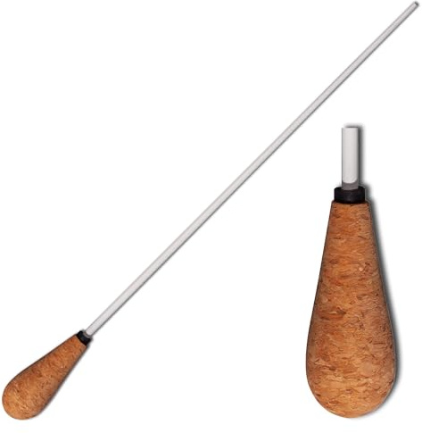 Montford Taktstock für Dirigenten - 30,5 cm Korkgriff - Birnenförmiger Griff Ergonomischer Korkgriff für sicheren Halt - Eleganter weiß lackierter Stock - Präzision und Balance für Orchester