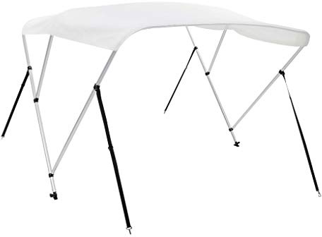 Tidyard 3 Bow Bimini Bootsoberteil für Boot, Bootszubehör, Bootsüberdachung mit Montageteilen, Weiß 183x140x137 cm