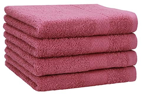 Betz 4 Stück Handtücher Set Premium 100% Baumwolle Handtuch Größe 50 x 100 cm (Beere)