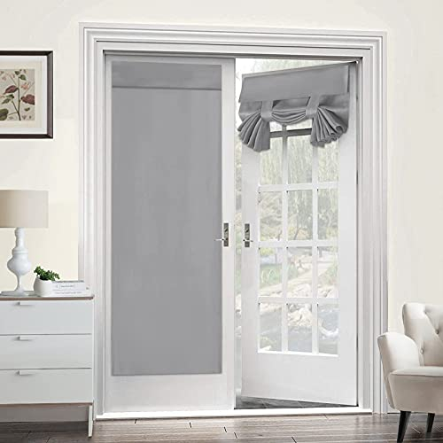 Set di 2 pannelli di tende per portafinestra, fissaggio con velcro senza fori, oscuranti, termicamente isolate e antipolvere, per porta scorrevole/interna, 66 x 172,7 cm (grigio argento)