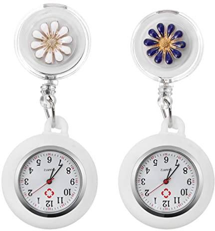 UKCOCO 2 Stücke Krankenschwesteruhr Pflegeuhr mit Clip Blumen Fob Uhr Taschenuhr Schwesternuhr Armbanduhr Arzt Taschenuhr Krankenhaus Pulsuhr für Damen Schwestern Geschenke