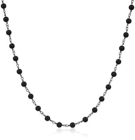 COAI Collar Rosario para Hombre y muer con Cuentas de Ónice Mate y Cadena de Cobre