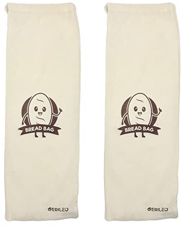 Sac à Pain en Coton - LOT DE 2-20x58 cm - Fermeture par Cordon - Sac de Rangement en Tissu pour Pain, Baguette, Pain Long, Boulangerie, Alimentation, Pâtisserie - Réutilisable et Écologique