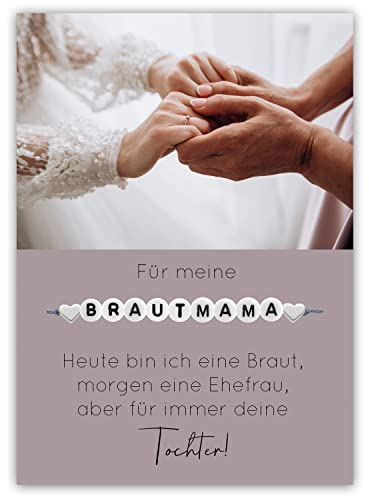 Selfmade Jewelry Armband Damen Brautmama Armkettchen mit Herzen Handgemacht Größenverstellbar Für meine Brautmama auf Geschenk-Karte (Karte Tochter)